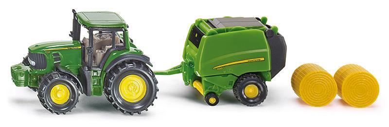 SIKU Blister - John Deere traktor s balíkovačkou